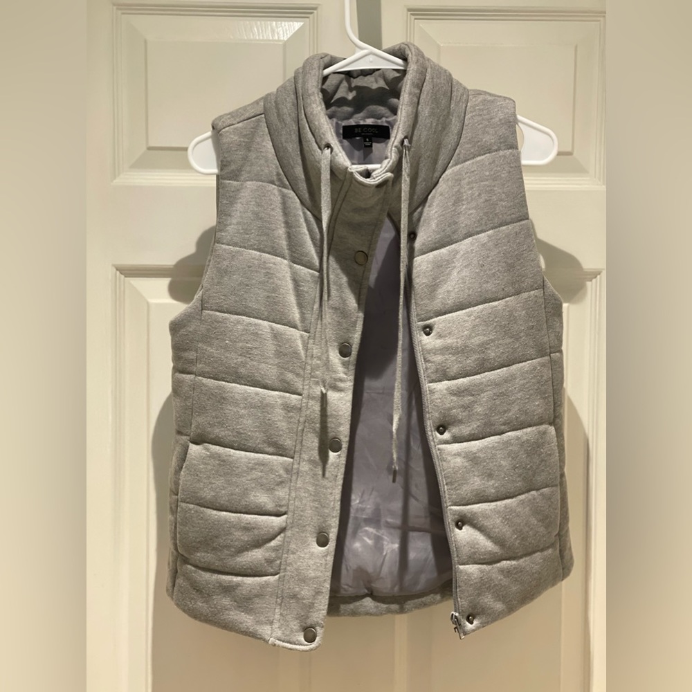 Be Cool Jersey Knit puffer vest with snaps and tie